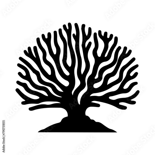 Illustration of sea Coral silhouette on isolated background