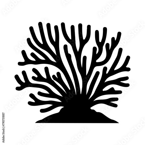 Illustration of sea Coral silhouette on isolated background