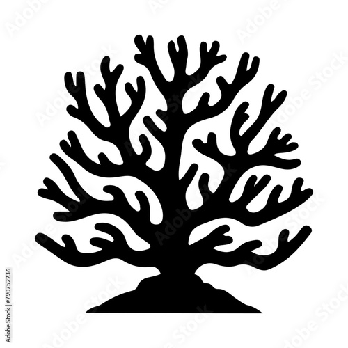 Illustration of sea Coral silhouette on isolated background