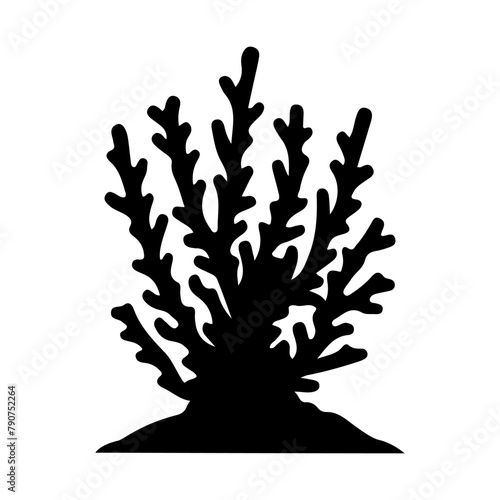 Illustration of sea Coral silhouette on isolated background