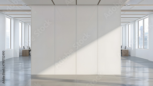 White office hall with blank wall