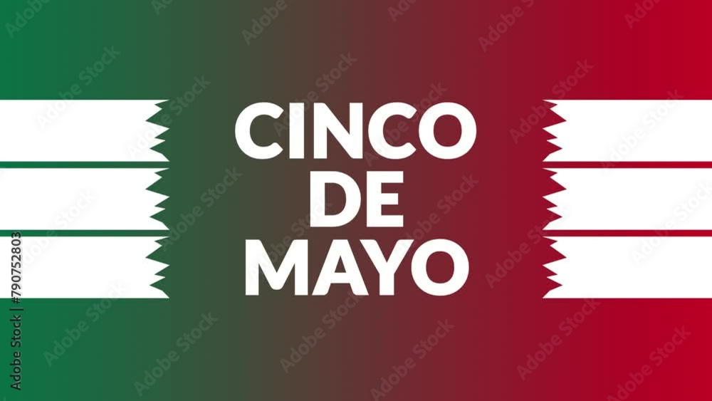 Cinco de Mayo animation on mexico flag colors background, Cinco De Mayo with side lines pattern ...