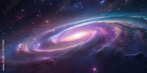 Galaxy night sky panorama with colorful colors