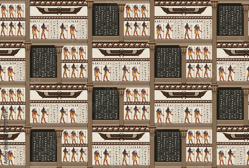 Hand draw egypt history pattern. Ra and anubis background.	