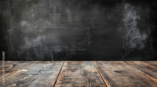 Genuine smudged black chalkboard surface in a school