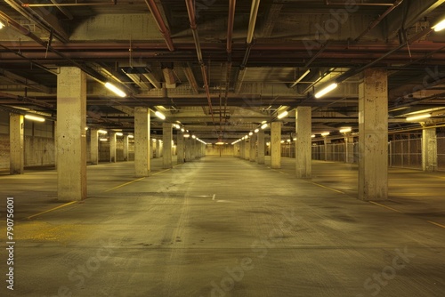 Available Parking Space in a Commercial Concrete Building in Chicago City - an Angle View of the Corporate Parking Garage