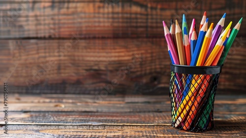 colored pencils against a gorgeous, cozy wooden backdrop