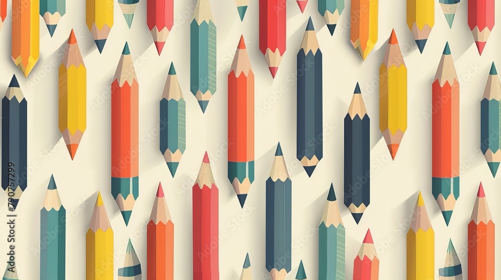 Pencils on White Background, Group of Pencils, Art Supplies Pencils on White Background, Group of Pencils, Art Supplies