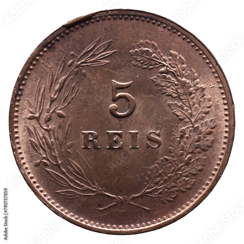 Wallpaper Mural face of the Portuguese bronze 5 réis coin from the reign of Carlos I. Portugal Monarchy Torontodigital.ca