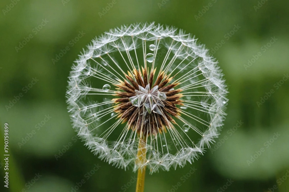 Close-up of water drops on dandelion seed during rainy season Close-up of water drops on dandelion seed during rainy season