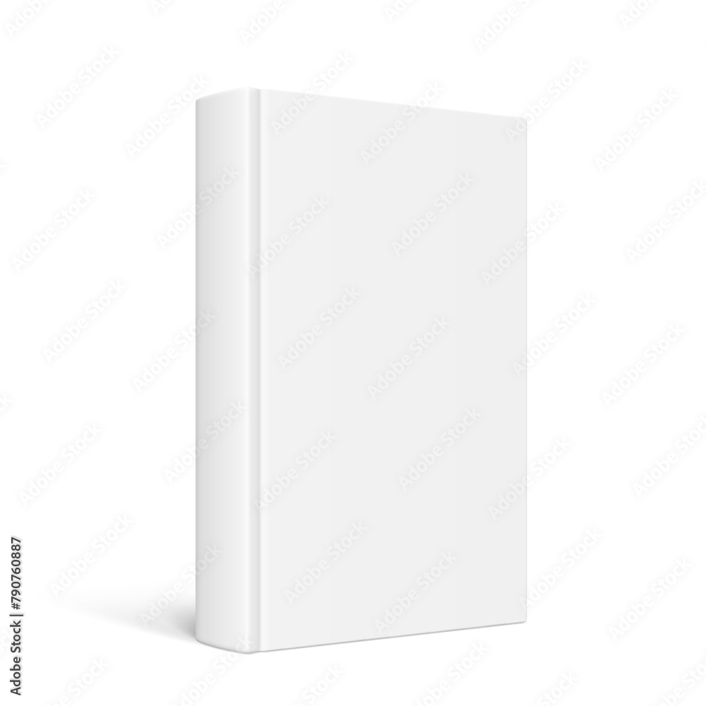 Vector mock up of standing book with white blank cover isolated. Vector mock up of standing book with white blank cover isolated.