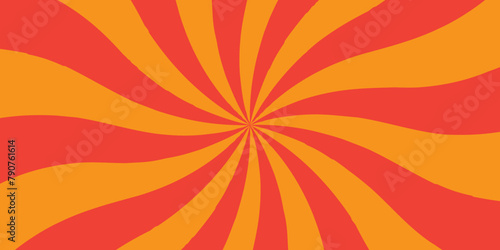 Abstract orange and red retro with sunburst pattern colorful design. Vintage sunrays illustration swirl grunge backdrop line. sun beam vector banner design and comic burst gradient concept pattern.