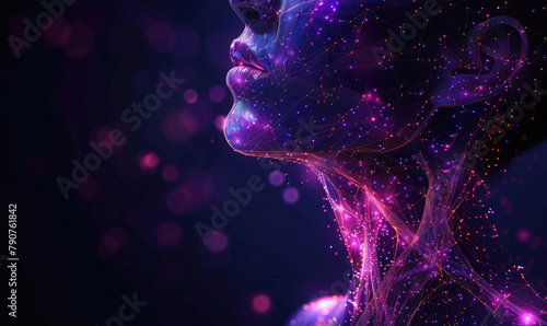 A woman's face made of stars.