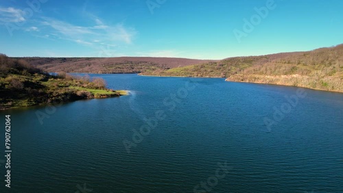 Wallpaper Mural Aerial view of Uzquiza Lake in Burgos Province, Castile and Leon, Spain. High quality 4k footage Torontodigital.ca
