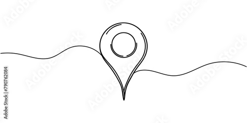 Map pin line background. One line drawing background. Continuous line drawing of GPS icon. Vector illustration