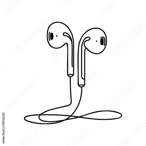 Wireless vacuum headphones drawn in one line on a white background.