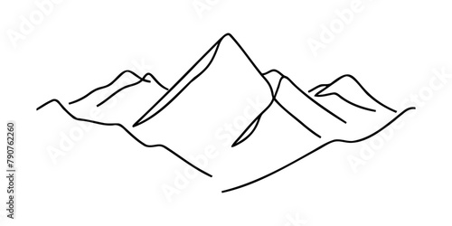 One continuous line drawing of mountain. vector illustration.