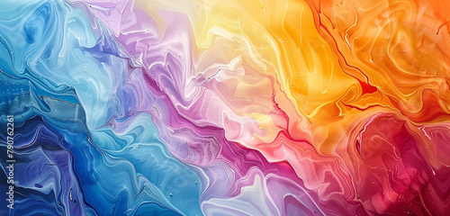 A mosaic of colors emerges as oil paints merge and flow, creating an ethereal and dynamic background. photo
