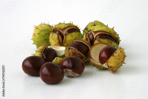 chestnuts on a white