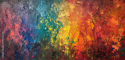 A symphony of color and texture in an abstract oil painting  evoking a sense of depth and emotion.