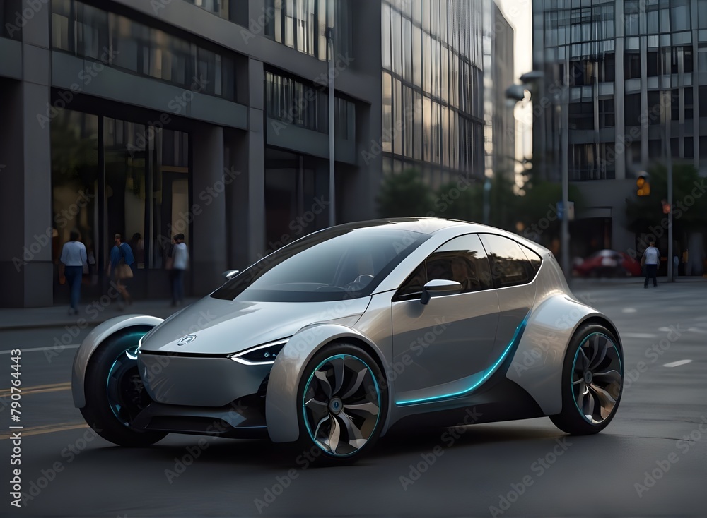Mirror three-wheeled electric car of the future. AI generation
Mirror three-wheeled electric car of the future. AI generation