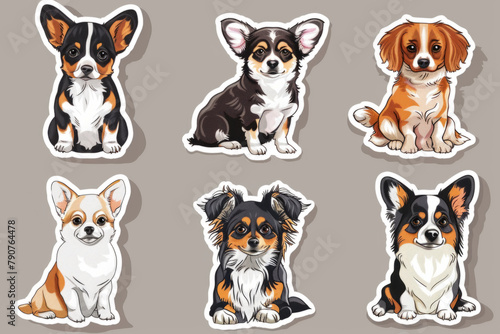Dog portrait stickers featuring adorable small breeds like Chihuahua and French Bulldog. © Mosaic Media