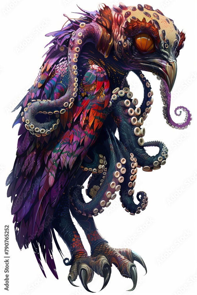 Fototapeta premium Octopus and falcon hybrid character