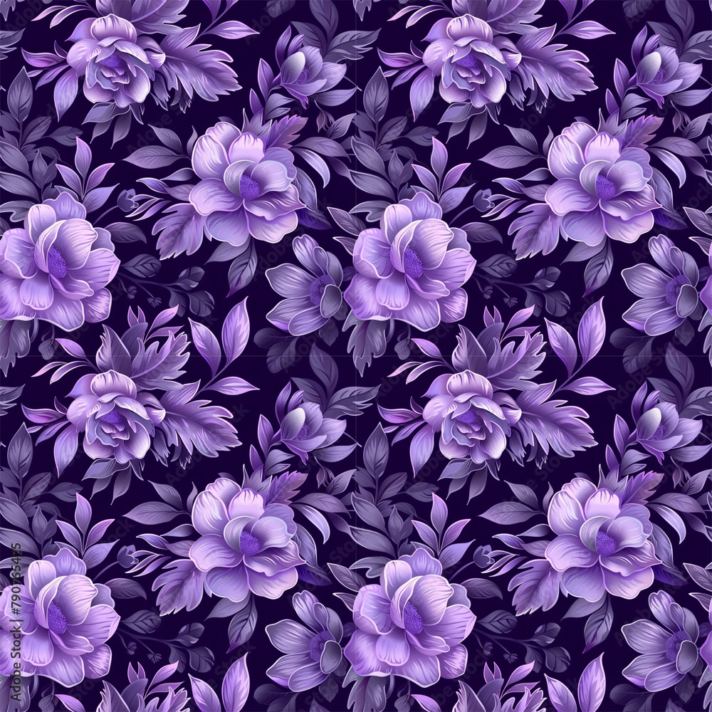 Obraz premium Floral purple color, form natural, seamless fabric pattern.