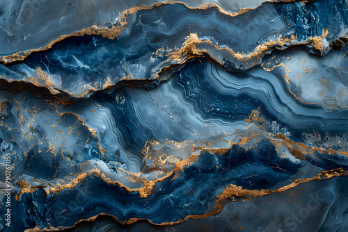 Blue Marble Texture: Indigo Veins on Canvas