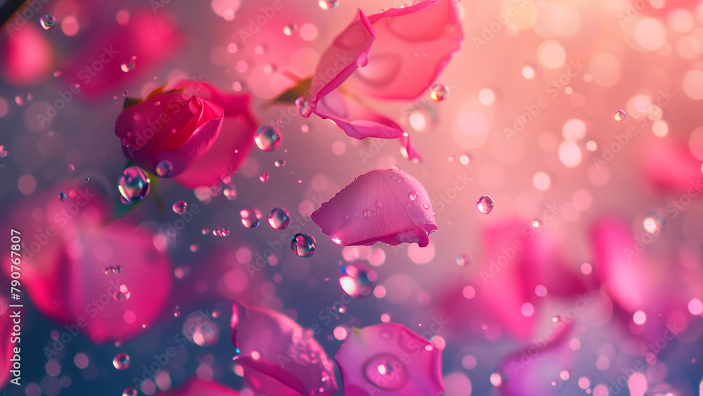 rose petals will fall on abstract floral background with rose petal greeting card design. rose petals will fall on abstract floral background with rose petal greeting card design.