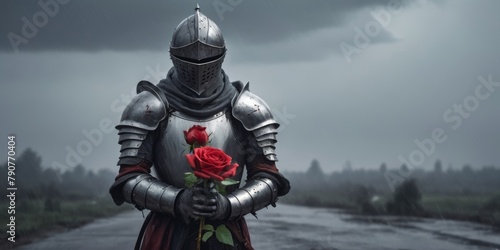 Knight hold a rose