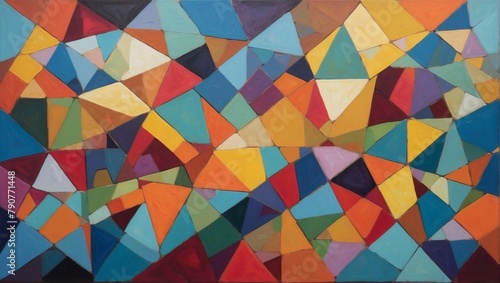 Abstract Canvas Showcasing Multicolored Geometric Shapes, Creating a Lively Mosaic.