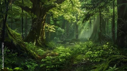 Lush green forests and woodland settings landscapes 