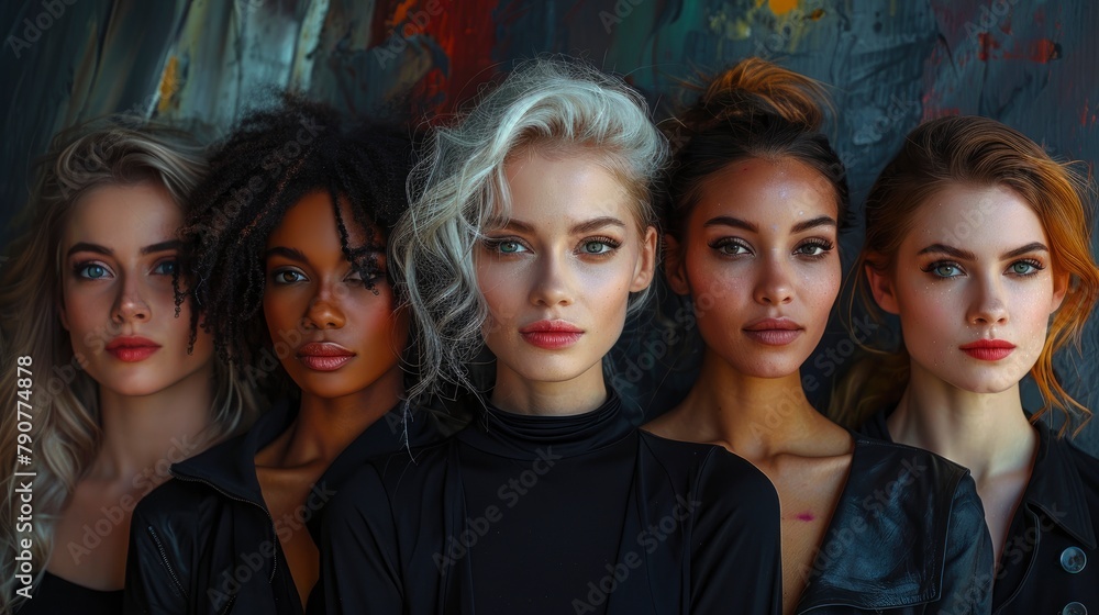 Fototapeta premium Sincere smiles, a group of beautiful women with different skin colors