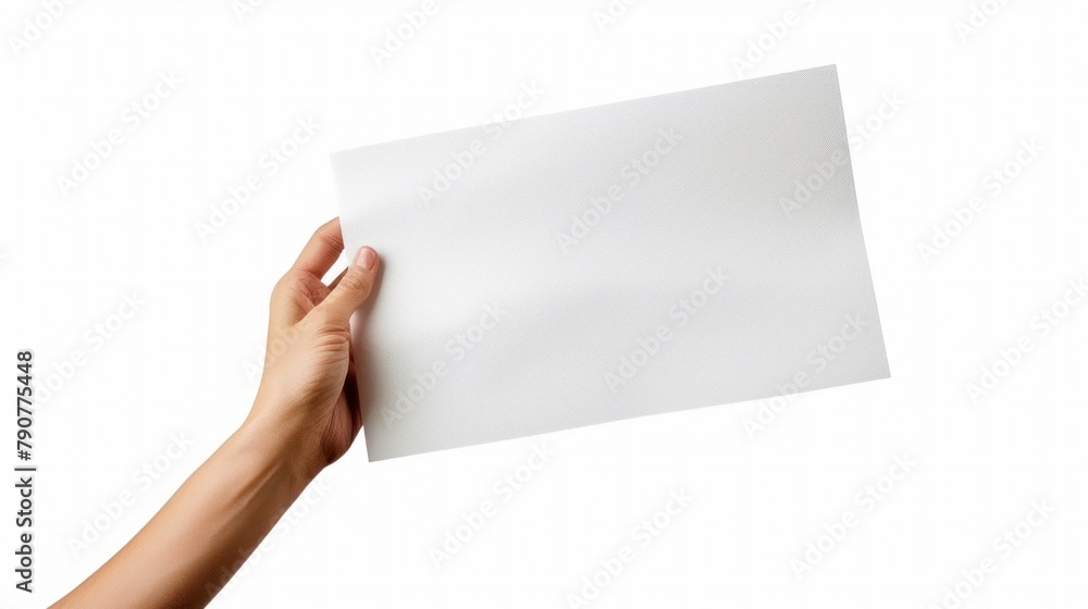 Fototapeta premium Hand hold paper on white and clean background
