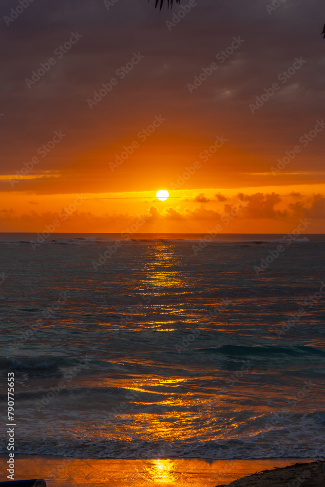 Superb sunrise on a pretty beach in Punta Cana in the Dominican Republic