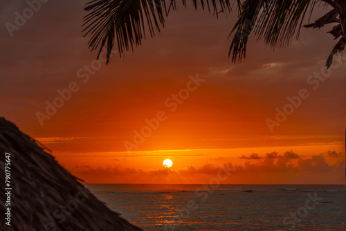 Superb sunrise on a pretty beach in Punta Cana in the Dominican Republic