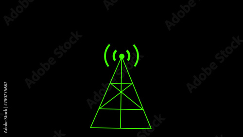 Digital Radio wave circle background. Radio station signal tower icon illustration.