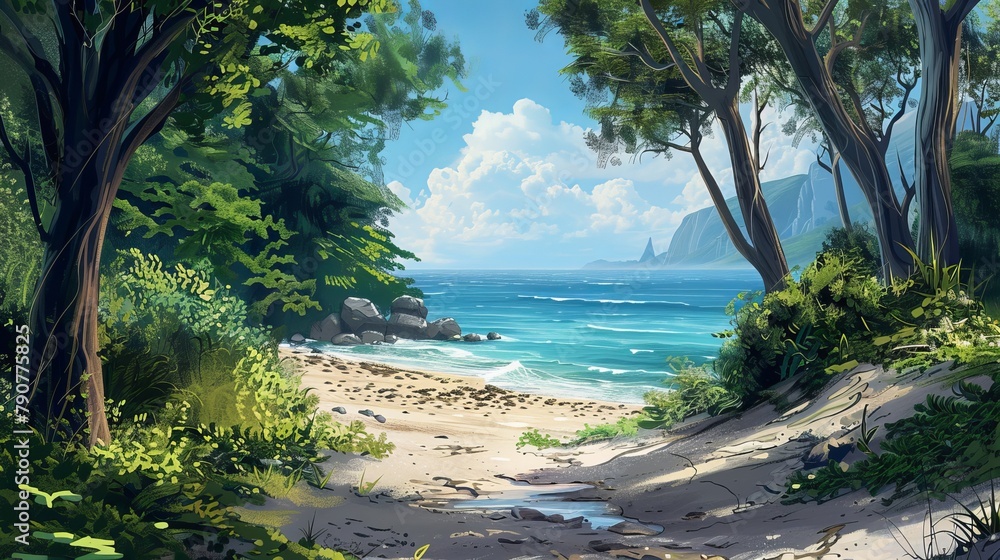 Nature scenes such as landscapes, forests, and beaches backgrounds 