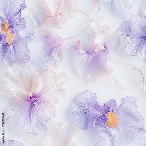 Floral seamless pattern, tender romantic background, iris flowers