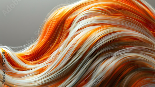 A tight shot of long hair with orange and white streaked tips photo