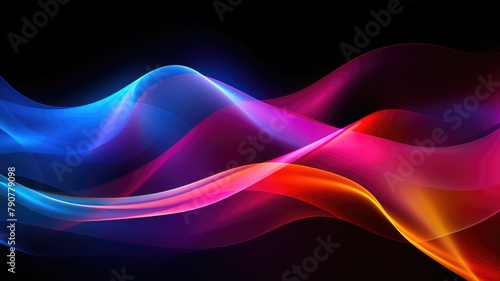 Abstract Multicolor Visualization, abstract background with colorful spectrum. Bright neon rays and glowing lines.