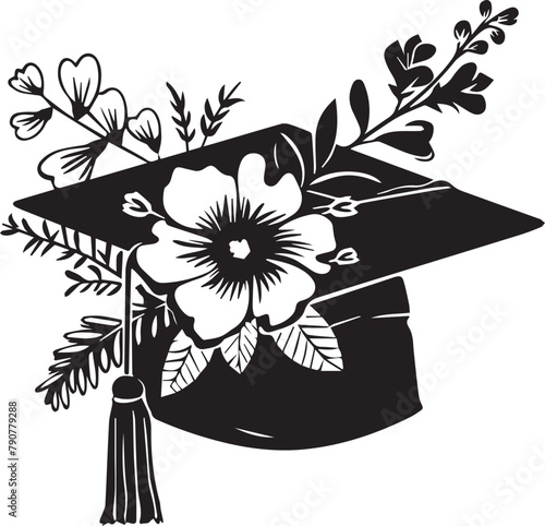 graduation cap with flowers