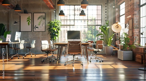 Office environments and workspace setups backgrounds  #790779473