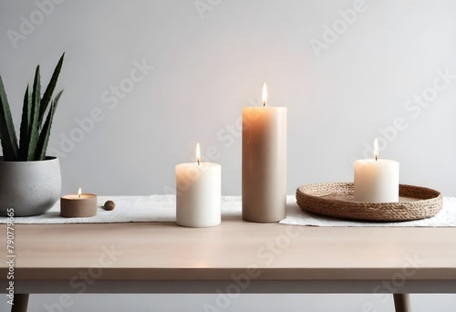 Clean Aesthetic Scandinavian style table with decorations  