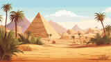 Cartoon nature sand desert game style landscape wit