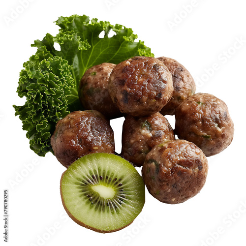 Delicious Kirundo Kiwi Kale Koftas Isolated On White Background photo