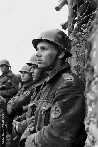 Man in Military Uniform Leaning Against Wall