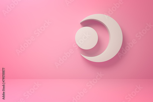 Minimalistic pink background with abstract circle