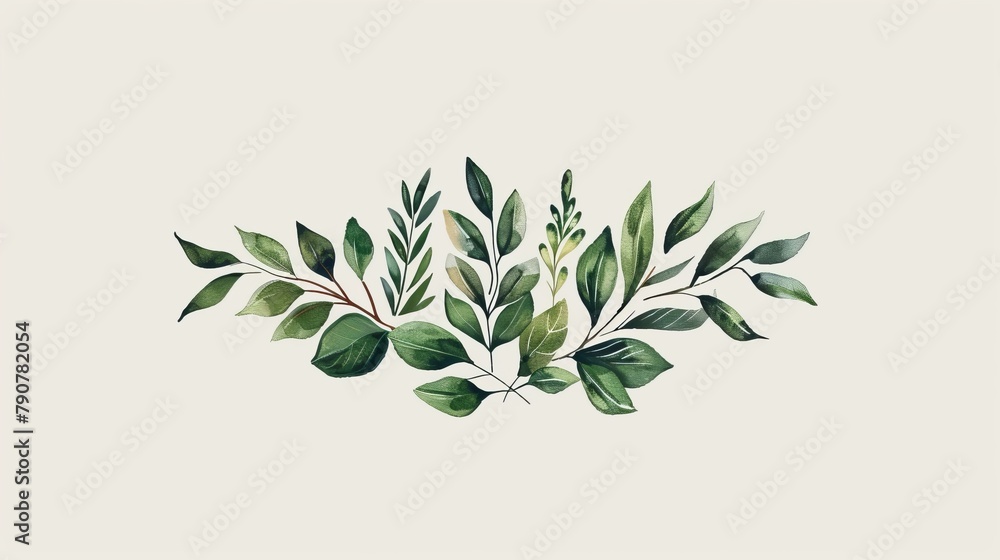 This modern illustration shows a floral logo design for a wedding invitation, RSVP, Thank you cards, save the date cards, this modern illustration is made from a botanical rustic trendy greenery.